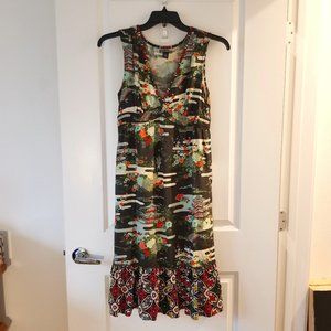 Lucky Branch Patterned Midi Dress, Size M